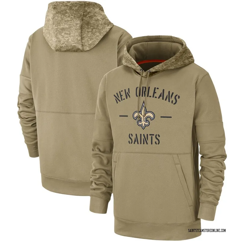 men's new orleans saints nike olive salute to service sideline therma performance pullover hoodie