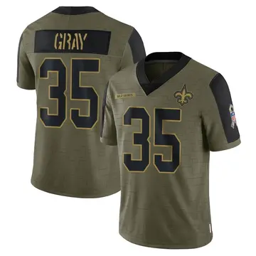 Men's New Orleans Saints Vincent Gray Olive Limited 2021 Salute To Service Jersey By Nike