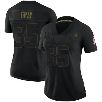Women's New Orleans Saints Vincent Gray Black Limited 2020 Salute To Service Jersey By Nike