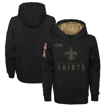 Youth New Orleans Saints Black 2020 Salute to Service Pullover Performance Hoodie By Nike