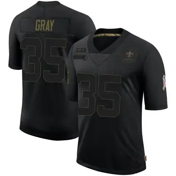 Youth New Orleans Saints Vincent Gray Black Limited 2020 Salute To Service Jersey By Nike